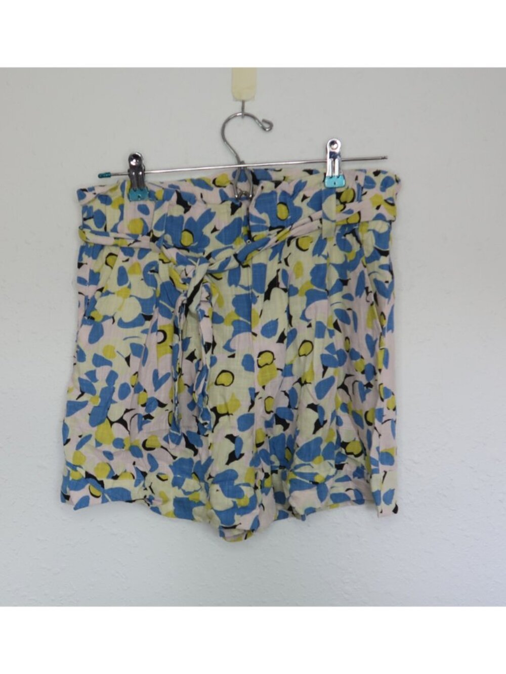 Zara Floral High Waisted Belted Linen Shorts